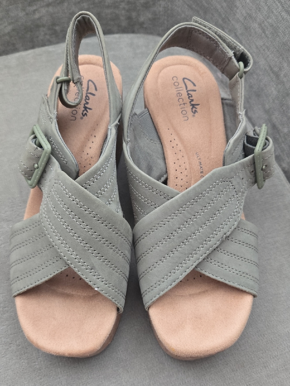 Clarks Sage Green Crisscross Slingback Sandals